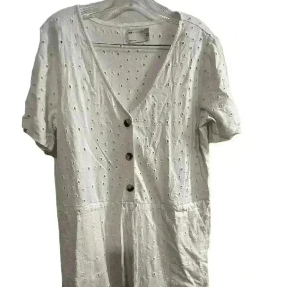 ASOS Women's White Broderie Jumpsuit Size 8 Button Front - Picture 4 of 10